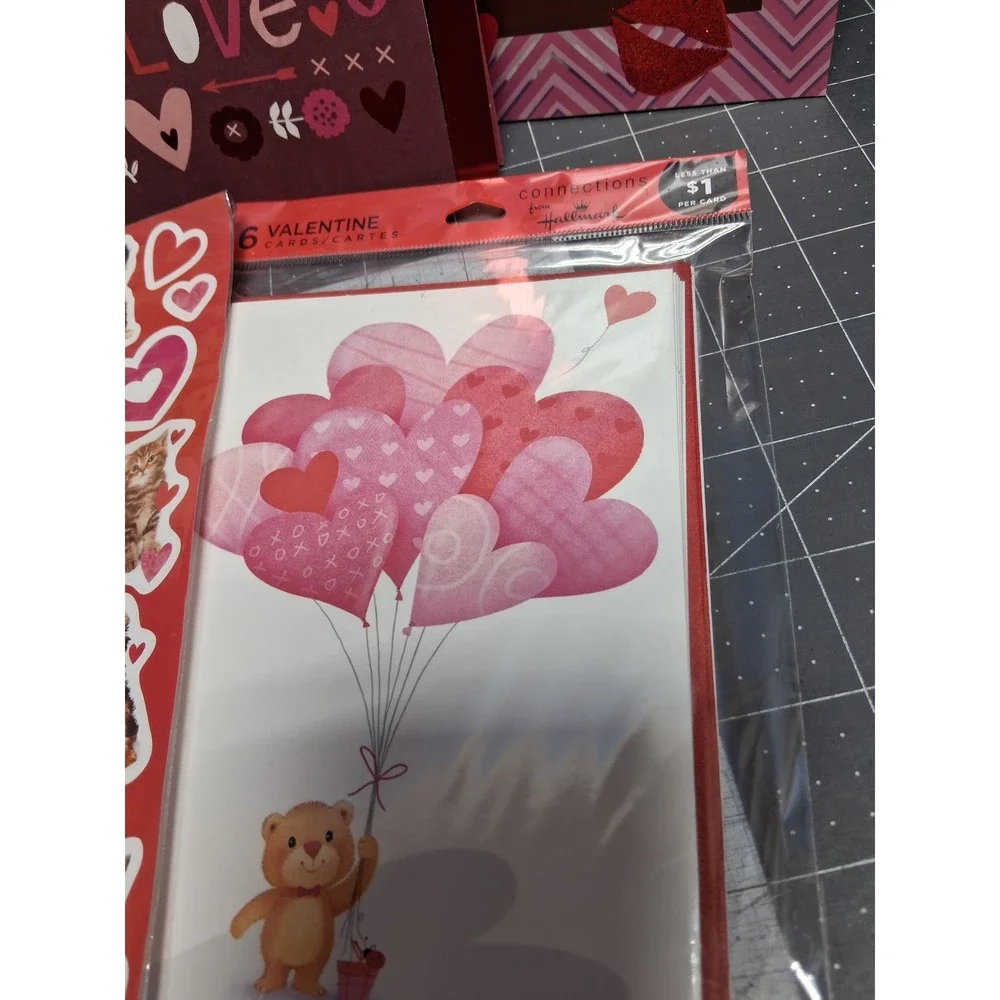 Hallmark Valentines Day Cards Stickers Lot Pink Husband Grandson Granddaughter